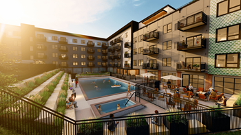 Amenity deck pool at The Yards, South St. Paul